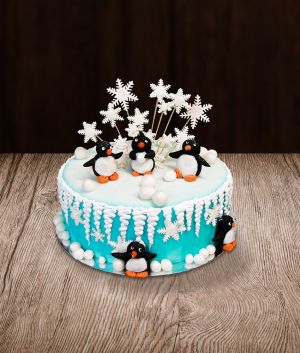 Vaikiškas tortas pingvinai
