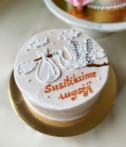 Kūdikio sutiktuvių (BABY SHOWER) tortas "Gandrų lauktuvės"