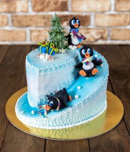 Kalėdinis tortas pingvinai, Naujametinis tortas pingvinai